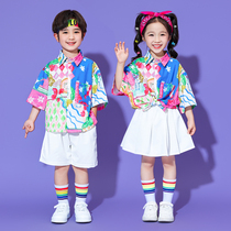 Childrens Hong Kong Style Performance Costumes Street Dance Flower Shirt Kindergarten Cheerleading Primary School Students Sports Meet