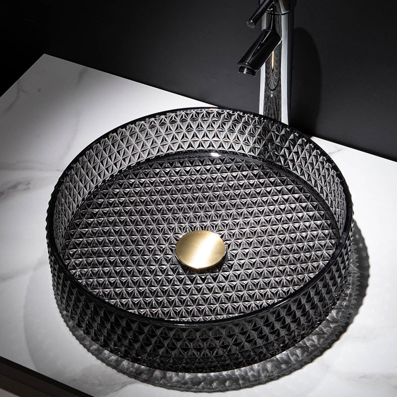 Makeup Room Round Crystal Glass Terrace Basin Wash Basin Home Small Household Type Wash Face Single Sink Wash Basin Art Basin