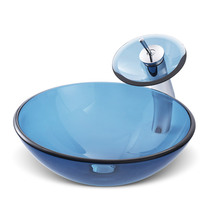 Tempered glass wash basin modern simple upper basin single basin transparent art washbasin rectangular round washbasin