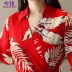 Váy hoa váy dài 2018 hè mới khí hậu retro thắt lưng cổ chữ V thời trang váy xòe rộng hè - Váy dài đầm tay dài hàn quốc Váy dài