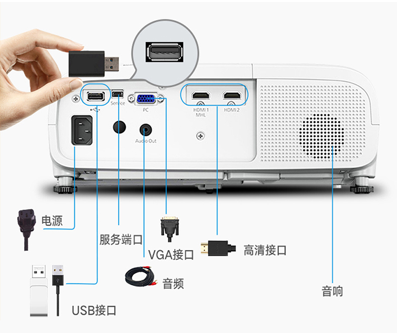 Máy chiếu gia đình Epson Epson Rạp chiếu phim gia đình 1080P 4k Máy chiếu Bluetooth 3D HD Không có màn hình TV không dây wifi màn hình rộng văn phòng CH-TW5400 / 6300/8300w