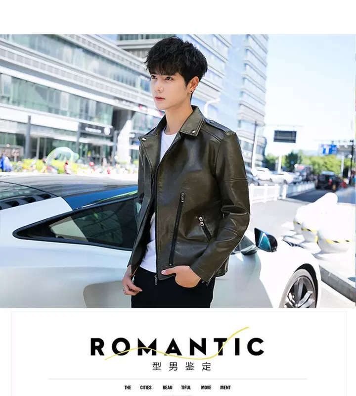 Mùa xuân và mùa thu quần áo da mới xu hướng nam giới Hàn Quốc đẹp trai phù hợp với xe máy cổ áo khoác da áo khoác mỏng quần áo nam giới - Quần áo lông thú
