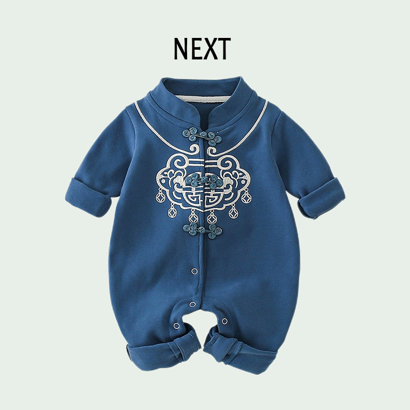 British NEXT baby jumpsuit autumn national wind suit 100 days old children's ancient costume national tide romper romper 22