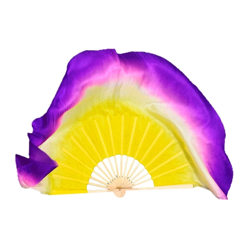 Dream Butterfly Flying Dance Оригинальный фанат фанат восемнадцати хюань желтый градиент фиолетовый двойной стороны настоящий шелковый классический танец янге