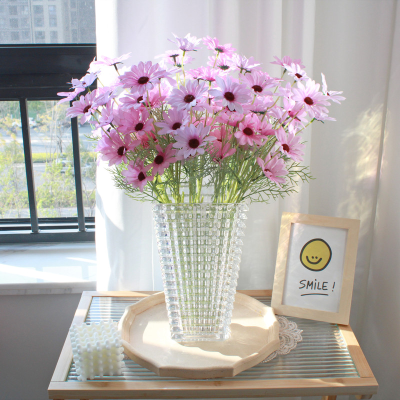 Chamomile Artificial Daisy Fake Flower Bouquet Desktop Decoration Flower Arrangement Silk Flower Floral Art Photography Props Table Decoration