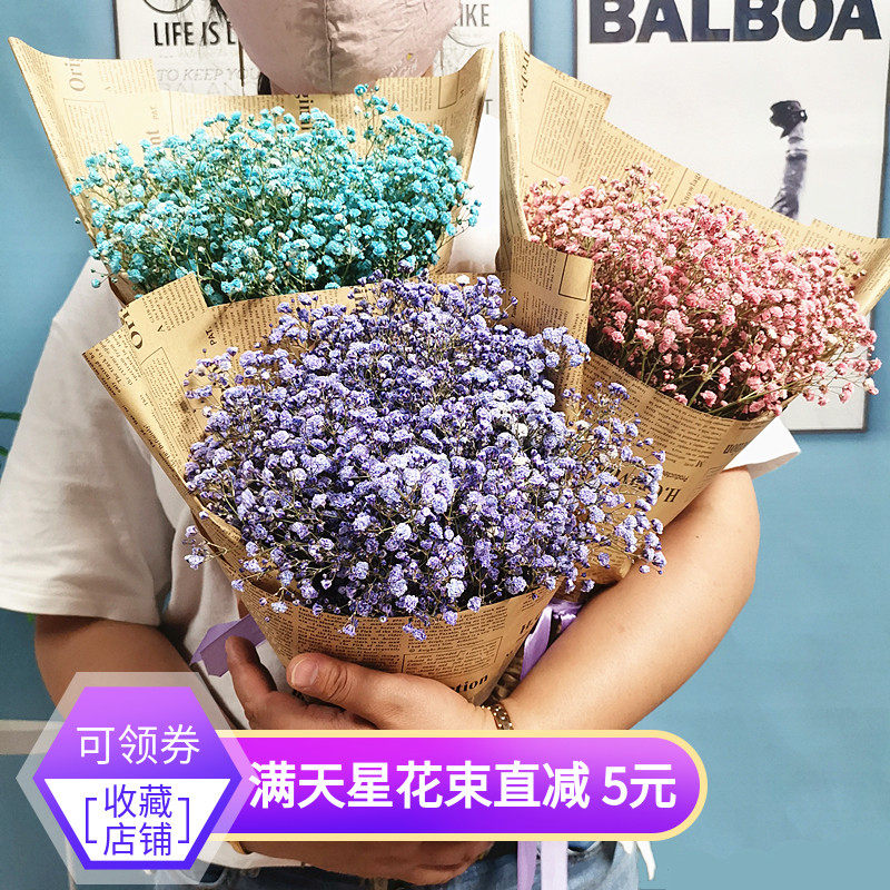 Packaging dried flower bouquet natural starry flower bouquet Yunnan air-dried don't forget me real flower graduation shooting decorative ornaments