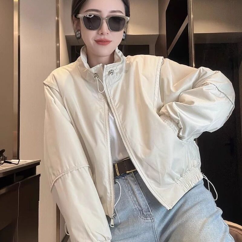 Women's Spring New Windbreaker Jacket Versatile Solid Color High-End Loose Slimming Baseball Jacket Top