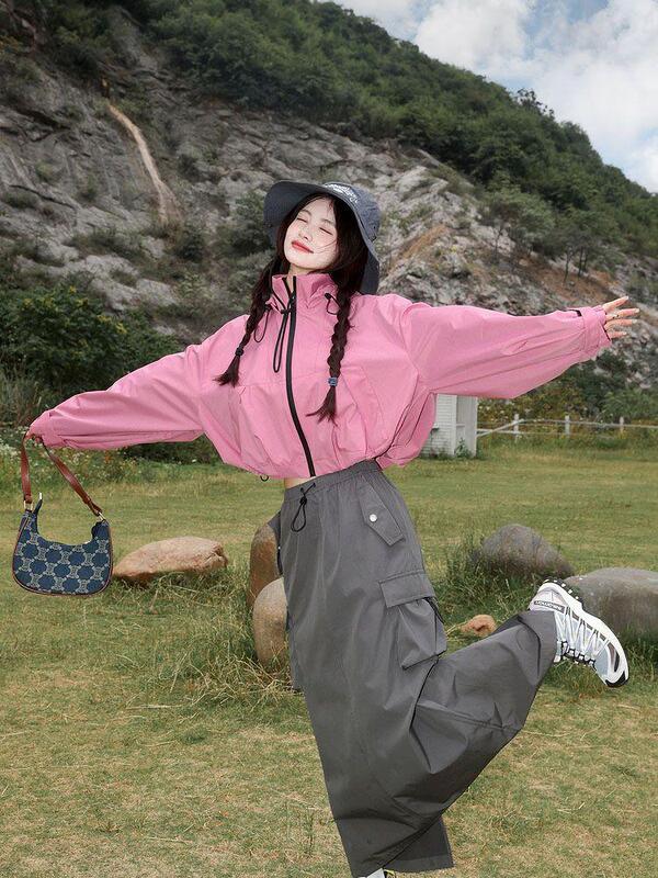 Trendy Short Windbreaker Jacket for Women 2026 Spring/Summer New Outdoor Fashion Versatile Loose Windbreaker Thin Coat