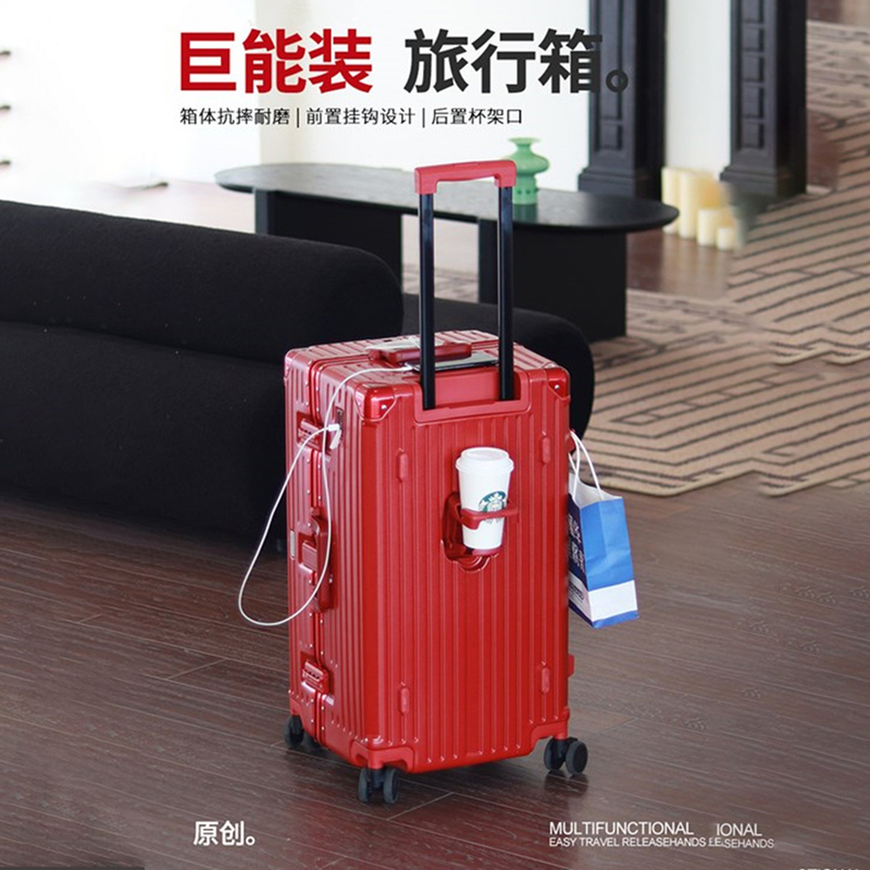 Aluminum Frame Universal Wheel Suitcase 28inch Multifunctional Password Boarding Suitcase 20inch Large Capacity Thickened Trolley Case
