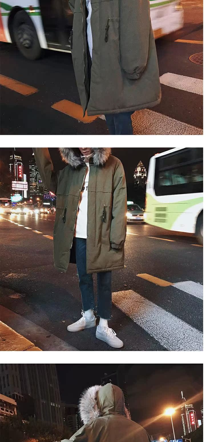 Áo khoác cotton nam áo khoác cotton nam 2018 mới áo len lông cừu cặp đôi lông lớn cổ áo nam và nữ áo khoác dài mùa đông áo khoác cardigan