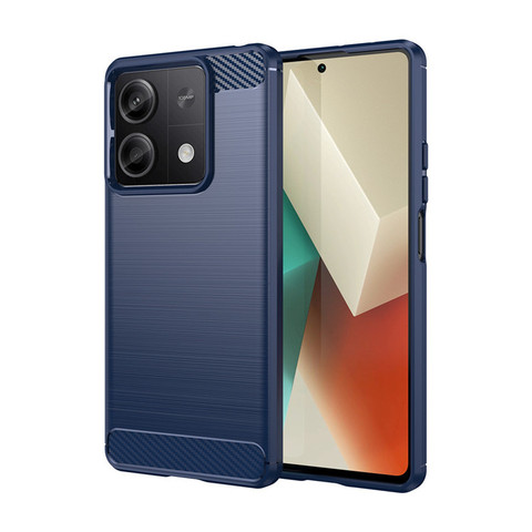 Blue — Carbon Fiber Brushed Pattern Tough Shockproof Silicone TPU Note 13, Note 13 Pro, Note 13 Pro+ Phone Case