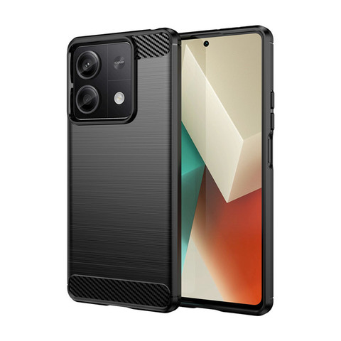 Black — Carbon Fiber Brushed Pattern Tough Shockproof Silicone TPU Note 13, Note 13 Pro, Note 13 Pro+ Phone Case