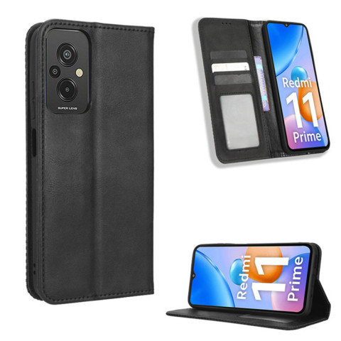 Black — Wallets Folio Flip Crazy Horse Synthetic Leather Card Holder Folding Stand Note 12, Note 12 Pro, Note 12 Pro+ Phone