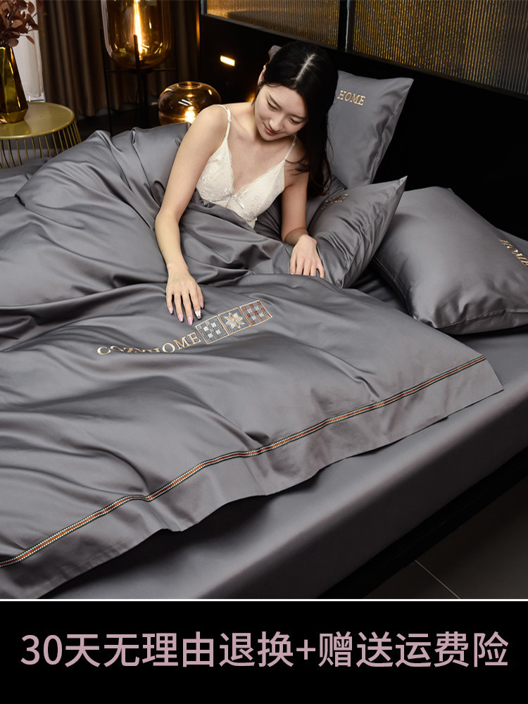 Class a Light Luxury Xinjiang Long-Staple Cotton Four-Piece Set, Pure Cotton Duvet Cover, High-End Feel Bed Sheet, Hotel Bedding