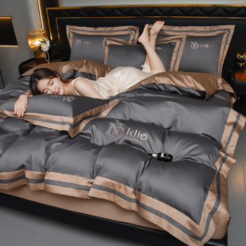 New 100S Long-Staple Cotton Four-Piece Set, All-Cotton, Light Luxury, High-End Feel, Pure Cotton Duvet Cover Set, Nantong Bedding Set