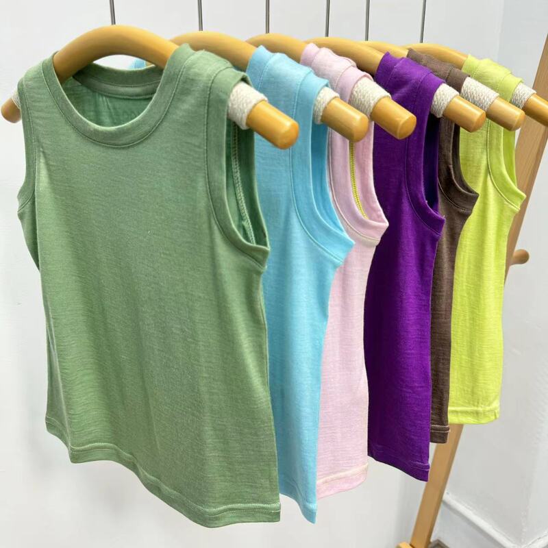 Children's 16.5μm Merino Wool Sleeveless Sports Quick-Drying Vest for Boys/Girls, Kidsren's Vest, Air Jacket Children's 16.5μm Merino Wool Sleeveless Sports Quick-Drying Vest for Boys/Girls, Kidsren's Vest, Air Jacket