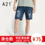 A21 hè mới denim quần short nam xu hướng thun thấp eo nam quần jeans thời trang quần nam - Quần jean shop thời trang nam