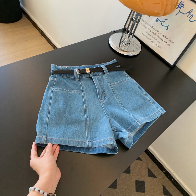 Plus Size 2026 Summer Thin High-Waisted Stretch Denim Shorts for Women, Suitable for Chubby and Petite Figures, Slimming Wide-Leg A-Line Hot Pants Plus Size 2026 Summer Thin High-Waisted Stretch Denim Shorts for Women, Suitable for Chubby and Petite Figures, Slimming Wide-Leg A-Line Hot Pants
