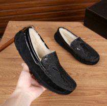 Mens winter warm wool slip-on slip-on nubuck leather non-slip wear-resistant soft bottom flat-heeled breathable Peas shoes