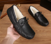 Mens waterproof non-slip casual plus velvet wool shoes winter cowhide beanie shoes genuine buns driving lazy boat shoes