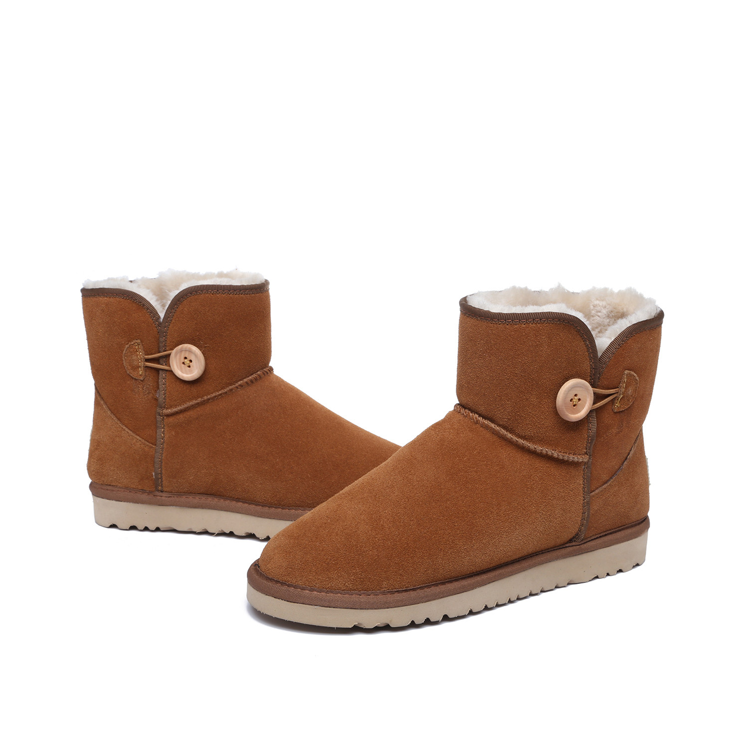 Men's snow boots high-top wool shoes daily warm and non-slip winter velvet cotton nubuck leather sleeve flat men's shoes