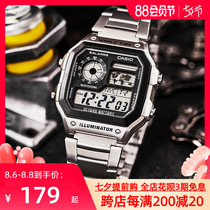 Overseas direct mail Casio CASIO watch small square mens sports electronic watch silver block Japan and South Korea AE-1200
