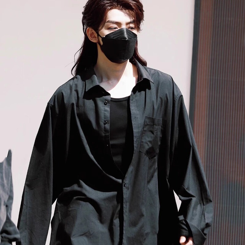 Deng Wei's New Spring/Summer Black Long-Sleeve Wrinkle-Free Shirt Cardigan Casual Shirt Loose Versatile Sun Protection Top