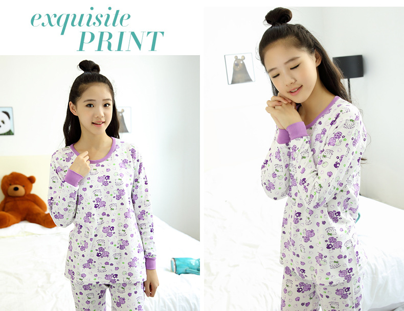 Cô gái cotton cộng với phân bón quần áo mùa thu quần dài quần dài hai mảnh phù hợp với trẻ em béo trẻ em cổ thấp bộ nỉ bé gái