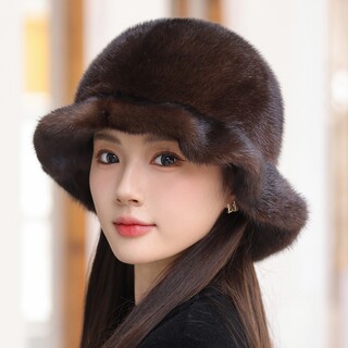Whole Mink Fur Hat for Women, Autumn and Winter Mink Hat, Winter Genuine Leather Warm Ear Protection Fashion Hat, Mink Fur Warm Hat