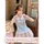летний красивый маленький костюм sinsingirl Tutu Academy, синяя хитовая розовая рубашка, топ + розовая юбка mini 0