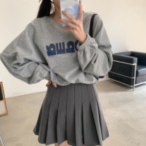 SINGSONG Short Loose Draw Rope Letter Printed Acrosico 2022 Spring Autumn New long sleeves No hat blouse