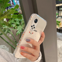 Huawei nova9 mobile phone case straight edge silicone Huawei nova9pro mobile phone case ultra-thin transparent anti-drop protective cover all-inclusive lens 5g version soft case simple smiley Net Red couple Womens new products