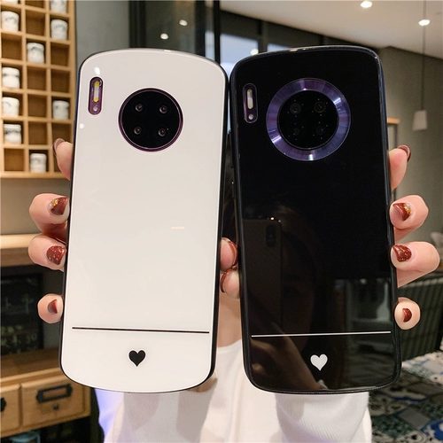 Huawei, брендовый стеклянный белый чехол для телефона для влюбленных, защитный чехол подходит для мужчин и женщин, простой и элегантный дизайн, зеркальный эффект, защита при падении