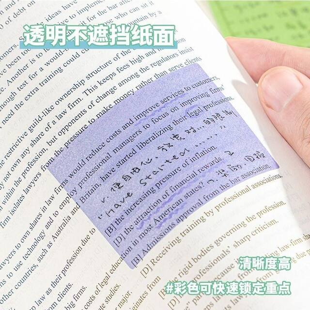 Pearlescent Gradient Transparent Pull-Out Sticky Notes for Students, High-Value Error Correction Stickers, Frosted Memo Notes