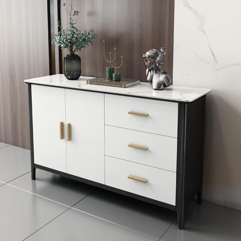 Italian slate marble dining cabinet modern minimalist wine cabinet Nordic solid wood household light luxury multi-functional storage cabinet