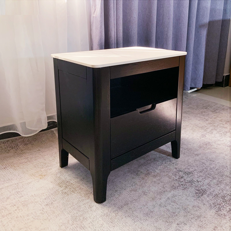 Rock slab drawer all solid wood modern minimalist small apartment locker drawer type storage marble Nordic cabinet