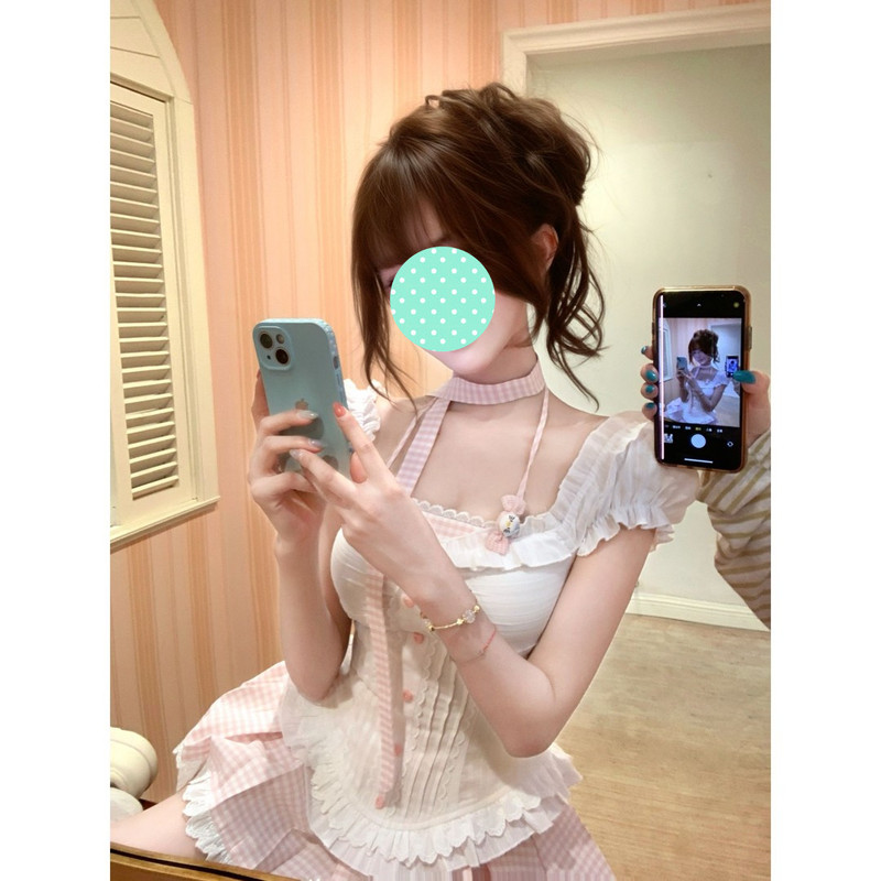 Tea-Style Outfit, a Complete Set for Summer, Petite Sweet Girl, Pure and Desirable Short-Sleeved Top, Cake Skirt Two-Piece Suit for Women