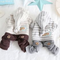 Pet clothes Teddy autumn and winter New petstyle magic hat striped four feet dog warm