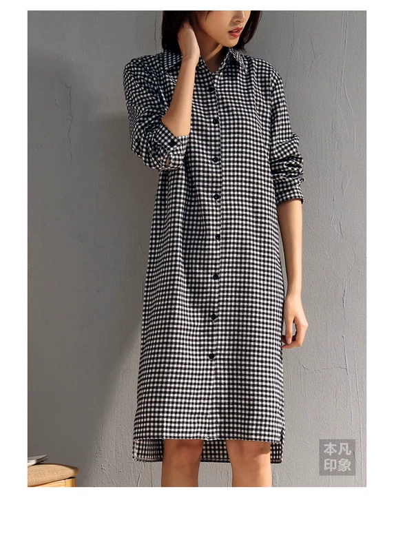 Áo sơ mi kẻ sọc Han Fan Áo dài nữ 2018 Xuân-Thu Mới Phụ nữ Loose Long Retro Chic Top - Áo sơ mi dài tay áo sơ mi nữ dài tay đẹp