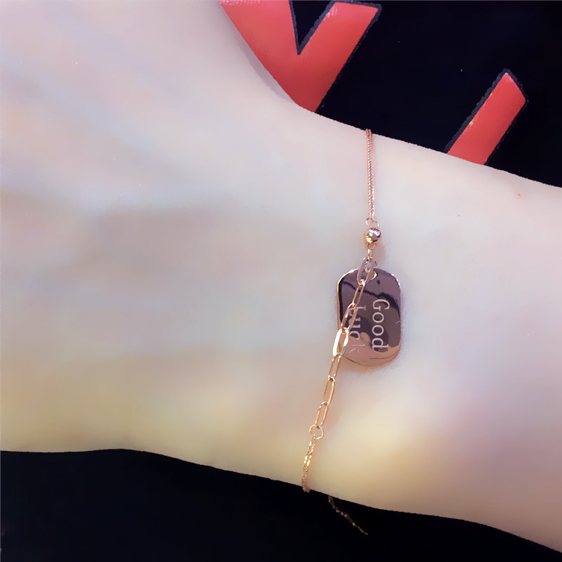 Taitai Jewelry Pure 14K Gold Versatile Colored Gold Versatile Square Pendant Bracelet, Fashionable and Elegant 585 Purple Gold Versatile Gift for Women Taitai Jewelry Pure 14K Gold Versatile Colored Gold Versatile Square Pendant Bracelet, Fashionable and Elegant 585 Purple Gold Versatile Gift for Women