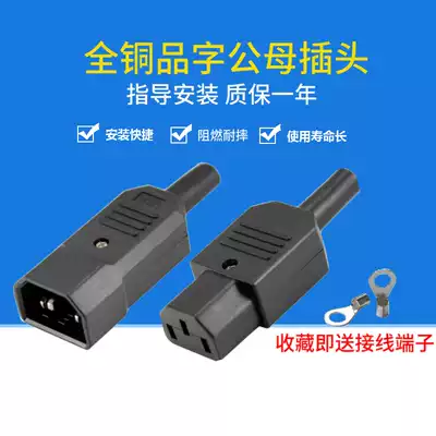 Computer universal product glyph socket All copper high current male and female docking head three-hole 3-pin AC power socket 10A