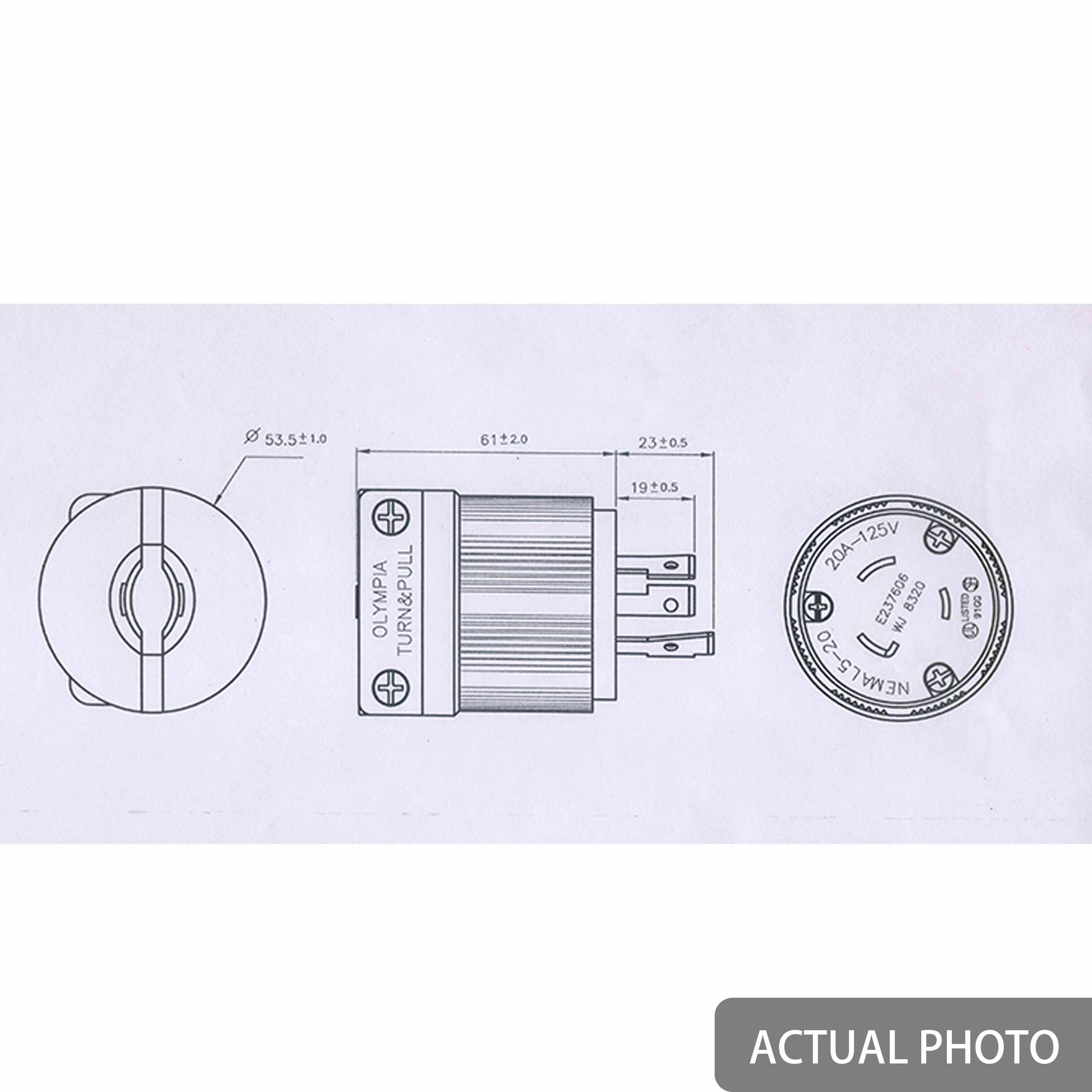 Штепсельная вилка nema防脱落插头  l5-20p 20a 125v 美式工业发电机插头 wj-8320