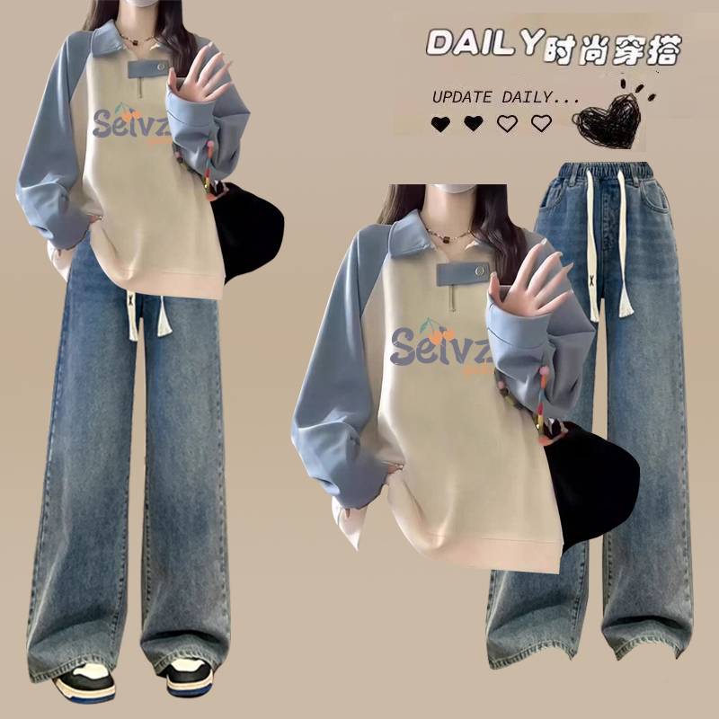 Junior High School Student Fashion Girl Outfit 2026 Autumn New Style High School Student Girl College Style Sweatshirt Two-Piece Set Junior High School Student Fashion Girl Outfit 2026 Autumn New Style High School Student Girl College Style Sweatshirt Two-Piece Set