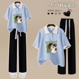 Спортивный костюм, весенняя летняя одежда, модный комплект для школьников, для средней школы, короткий рукав