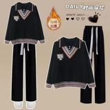 Осенний демисезонный комплект для школьников, модный свитер, подходит для подростков, для средней школы, воротник поло, в западном стиле