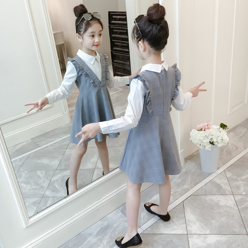 Girls' dresses spring and autumn models 2021 new trendy net red foreign style children's skirts big children's princess skirt autumn clothes