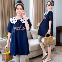 Pregnant Women summer clothes T-shirt set out fashion short sleeve loose tide Hot Mom personality a top 2020 Net red tremble