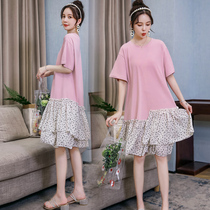 Pregnant womens dress summer pregnant womens tide hot mother personality hipster fashion Net red trembles summer clothes