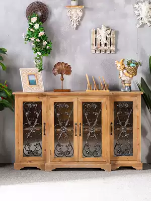 American village porch cabinet dining cabinet TV cabinet wall decoration living room wine cabinet homestay high cabinet old art storage cabinet