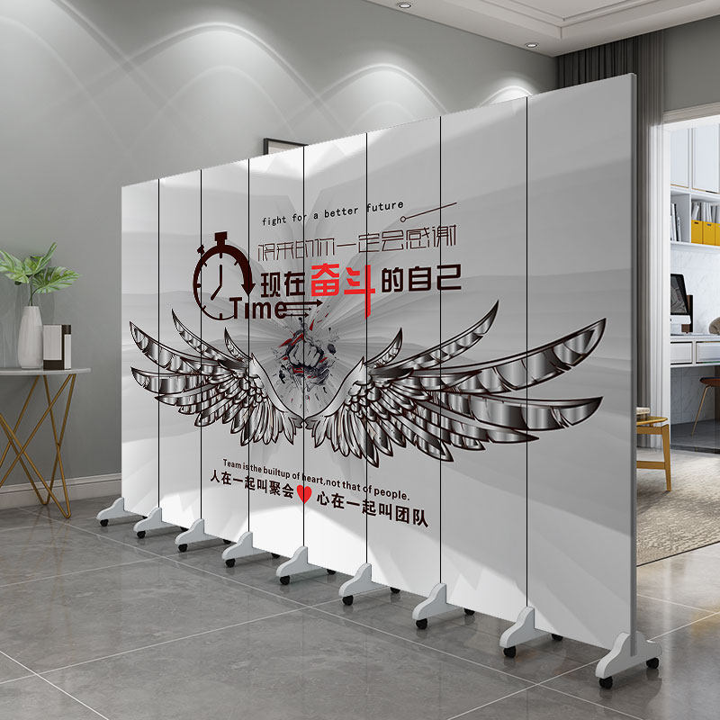 Solid wood screen partition office meeting room inspirational background wall mobile club Simplified cloth company wall